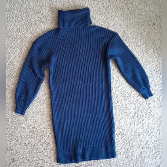 blue turtleneck sweater dress Turtleneck Sweater Dress main image 1